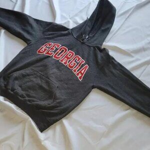 Champion Georgia Bulldogs Hoodie Mens Small Grey Red UGA Athens GA Football